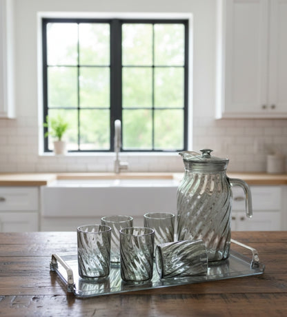 Glass Jug With Glasses And Tray