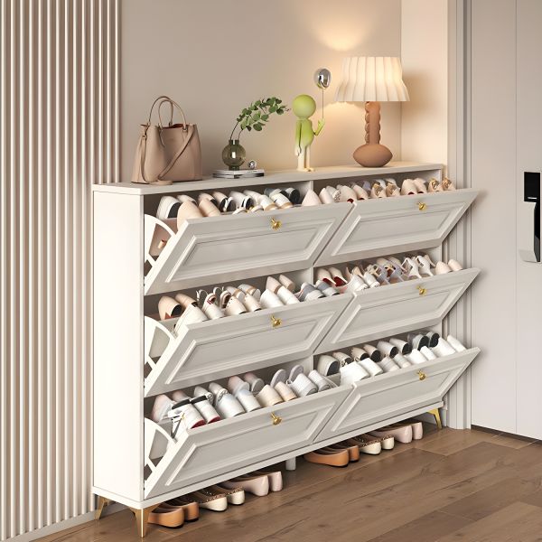 6 Door Double Layer Bucket Flip Shoe Cabinet