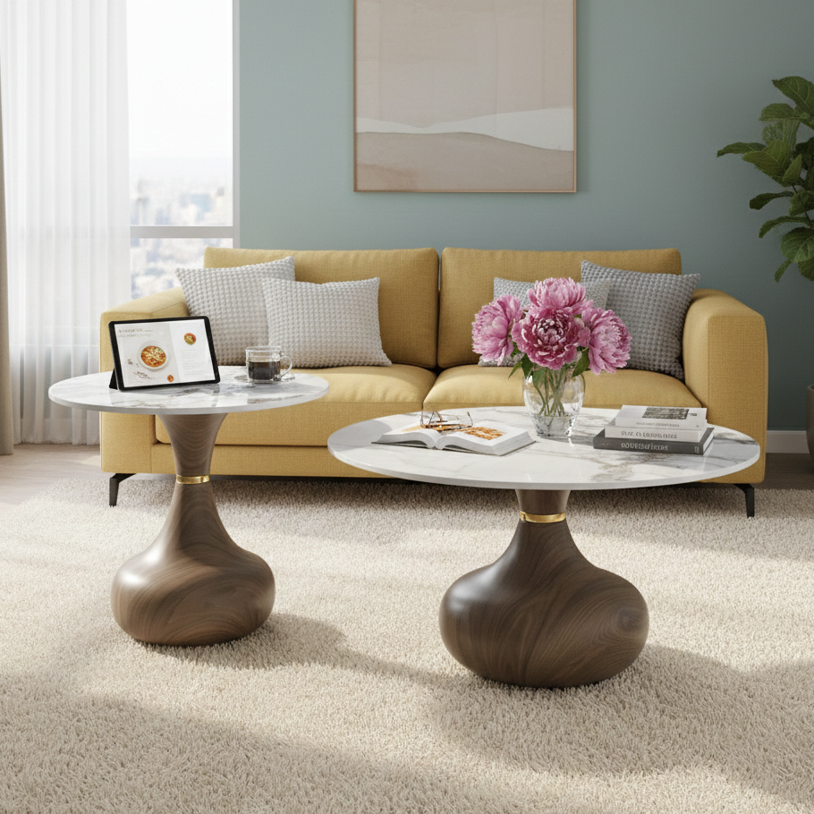 Marble-Top Nesting Coffee Tables