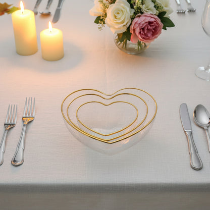 3 Piece Heart-Shaped Glass Bowl Set