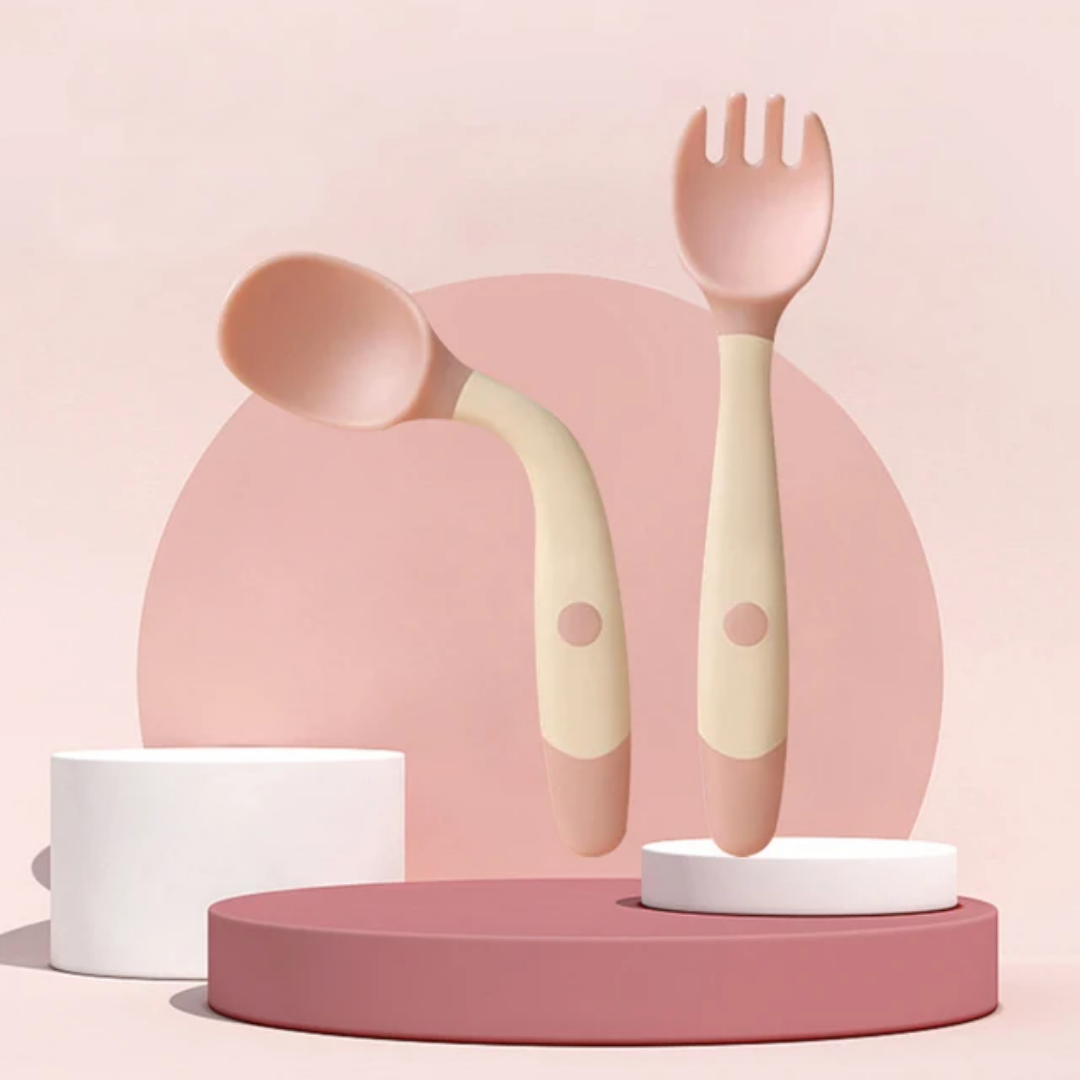 2 Pcs Baby Bendable Silicone Spoon & Fork Set