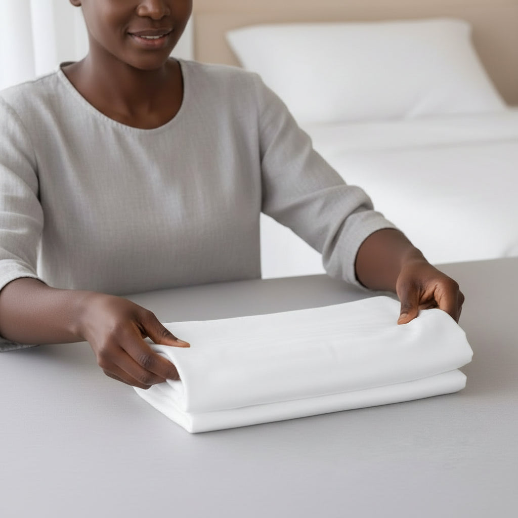 White Striped Fitted Cotton Bedsheets Set