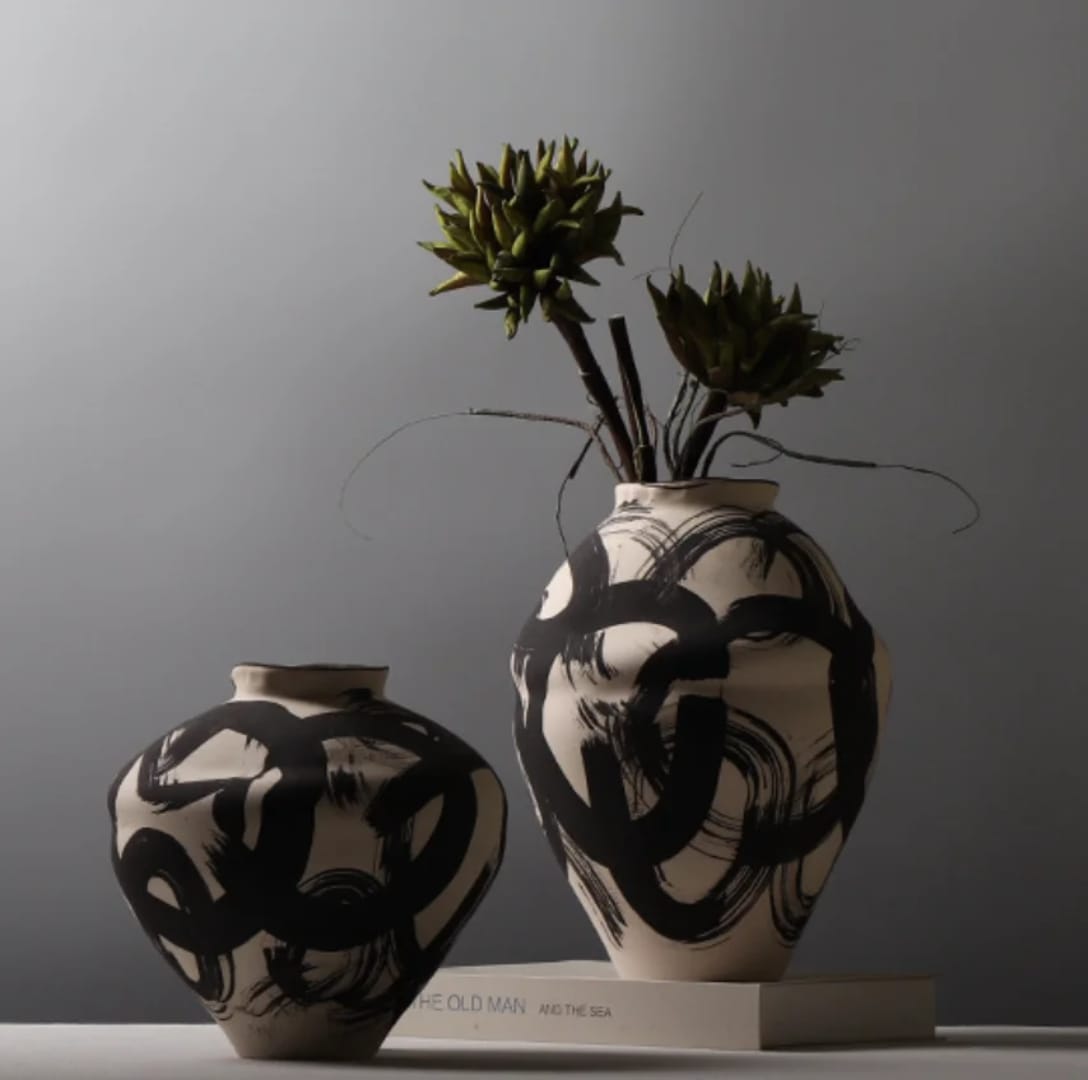 Artistic Vase Set 2pcs Bold Statement Decorative Floor Vases
