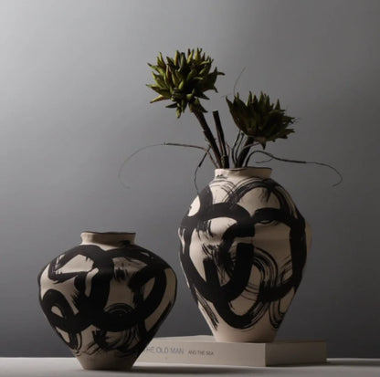 Artistic Vase Set 2pcs Bold Statement Decorative Floor Vases