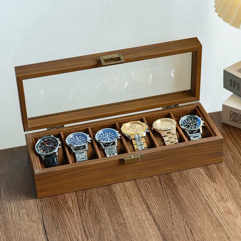 6 Slot premium PU leather watch organizer storage box for storing and protecting wrist watches