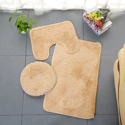 3-in-1 Fluffy Bathroom Mat Set