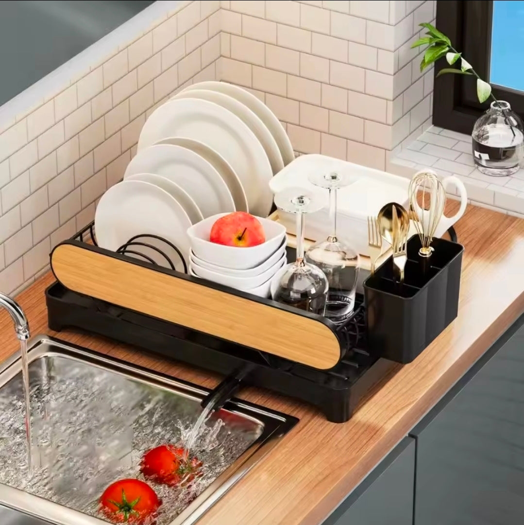 Compact Dish Drying Rack with Drainage Tray