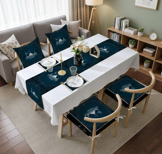 Ramadan and Eid table runner set with matching pillow cases for festive home décor