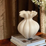 White Petal-Shaped Ceramic Vase