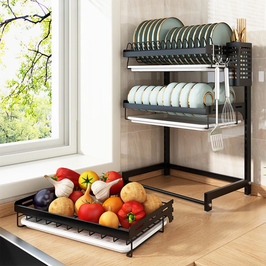3-Layer Dish Rack With Drain Tray