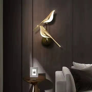 Gold LED Bird Wall Lamp In Aluminum And Acrylic