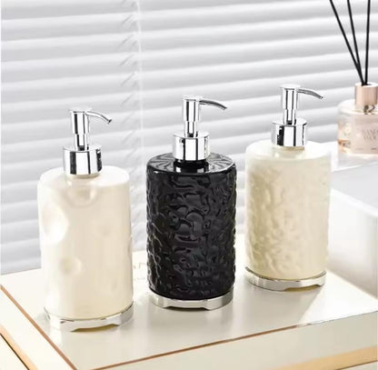 Round 500ml acrylic coloured handwash dispenser.