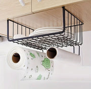 Black metallic under shelf rack for cabinet and shelf storage organization