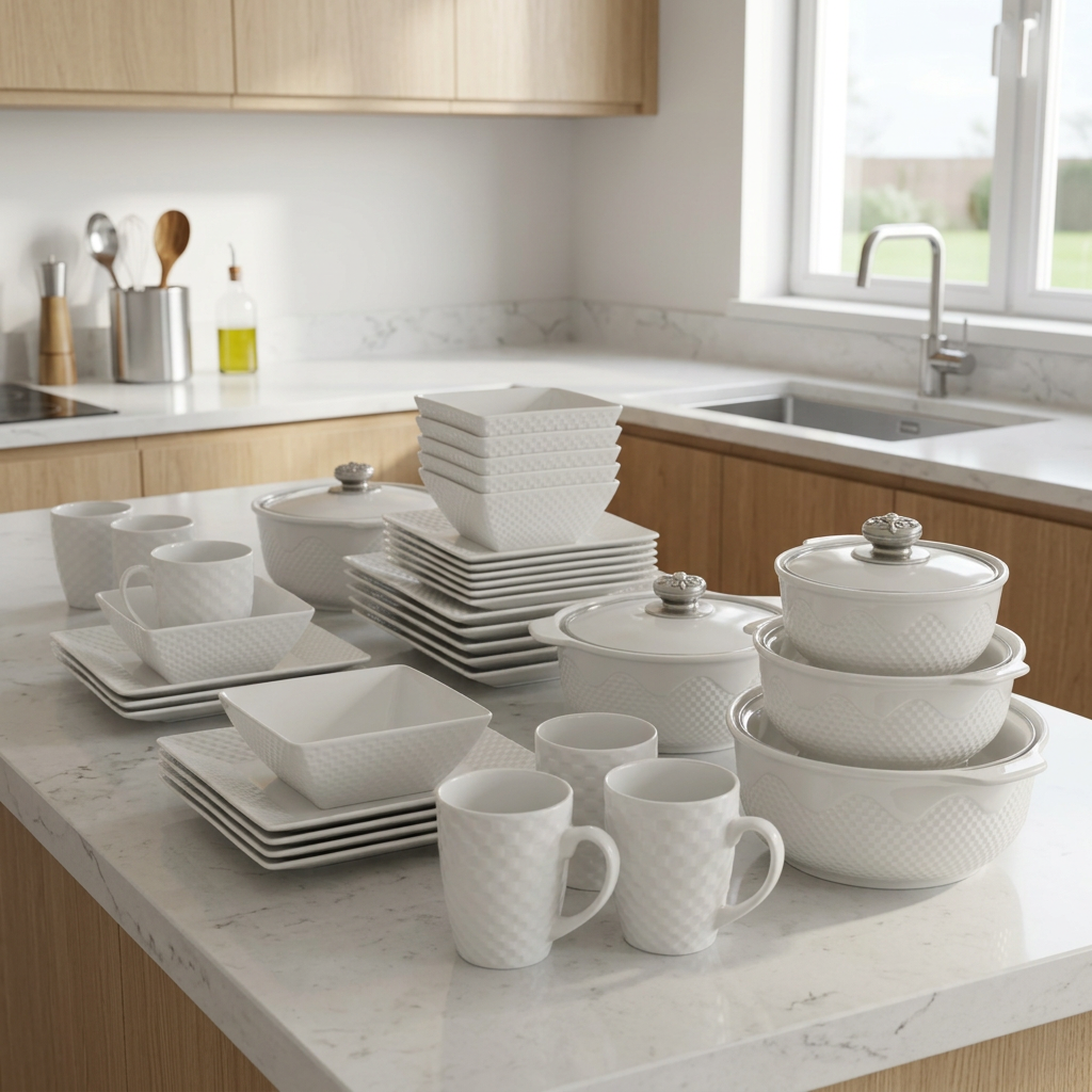 White Square Dinner Set 30-Piece Combo