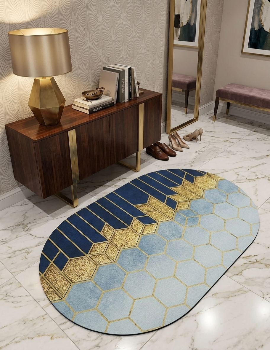 Absorbent Oval Rubber Bathroom Mat