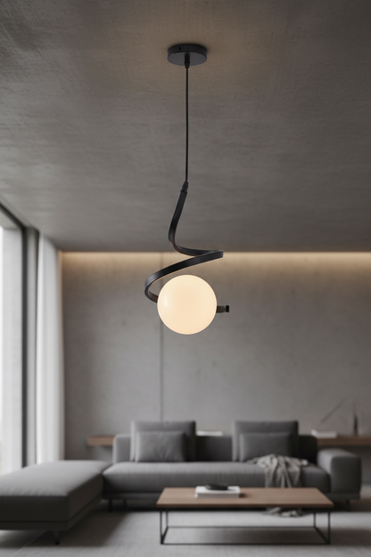 Sculpted Curve Pendant – Black & White-PL 1170-01-BK