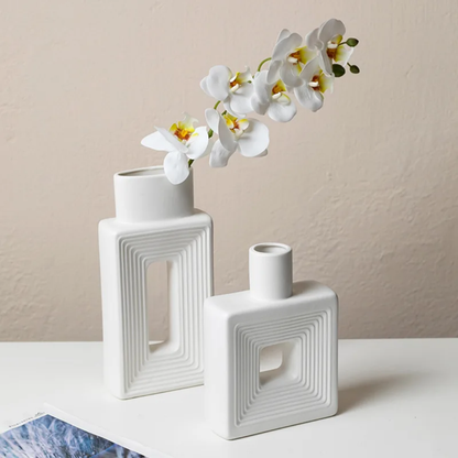 2Pcs Resin Square Decorative Vase Set