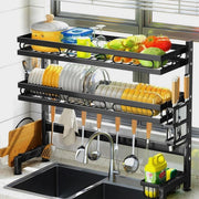 2 layer over the sink dish drying rack, kitchen storage organizer for plates and utensils. 