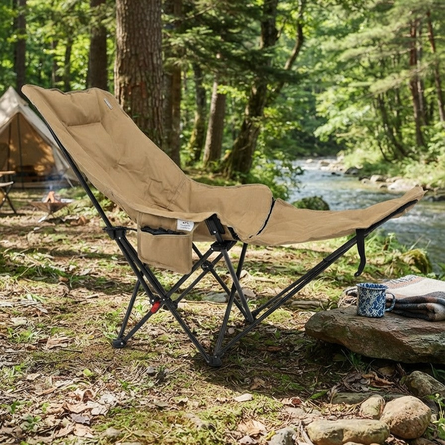 Foldable Recliner Camping Lounge Chair with Footrest