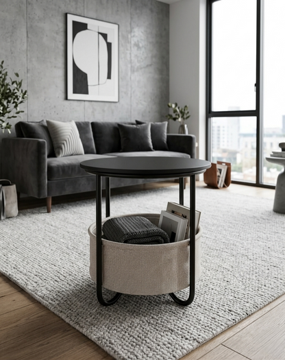 Side Stool With Storage Compartment