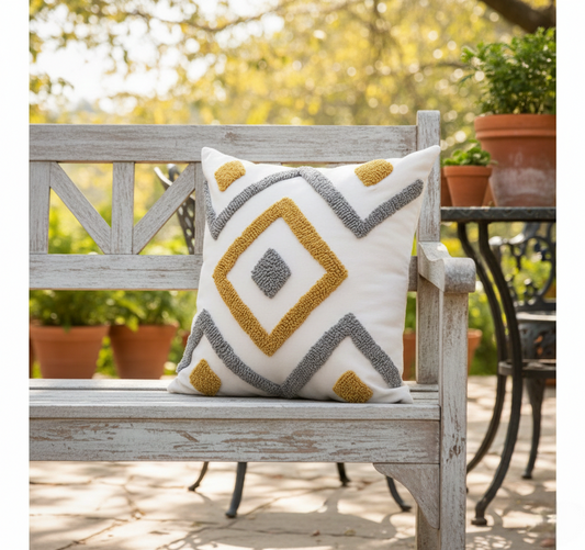 Boho vintage tufted throw pillow cover with tassels 45 by 45 cm