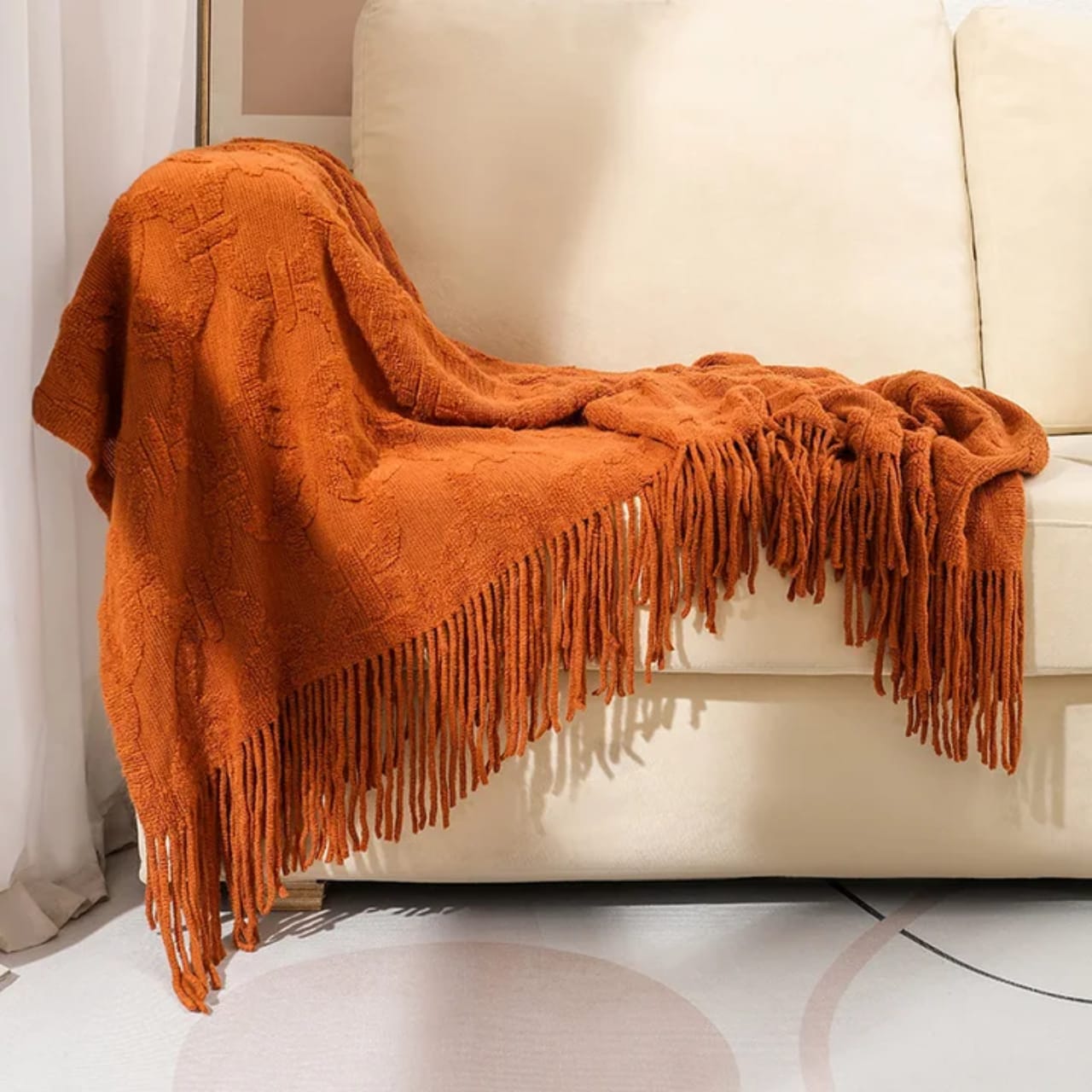 Style Sofa Throw Blanket With Tassels