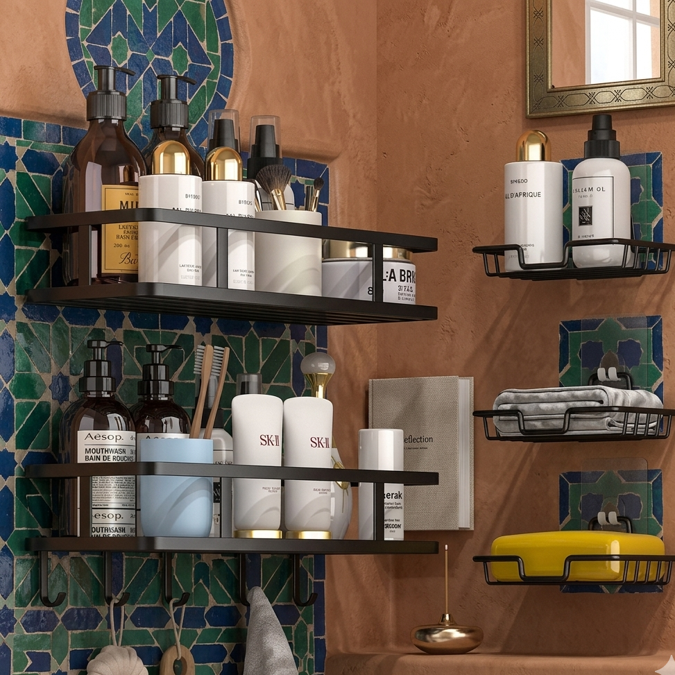 Rustproof Shower Corner Caddy With Hooks