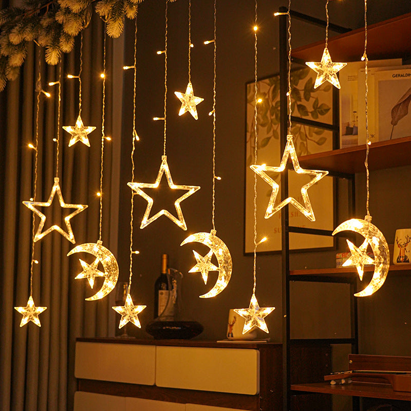 10Pc Star and Moon LED Curtain Garland Lights