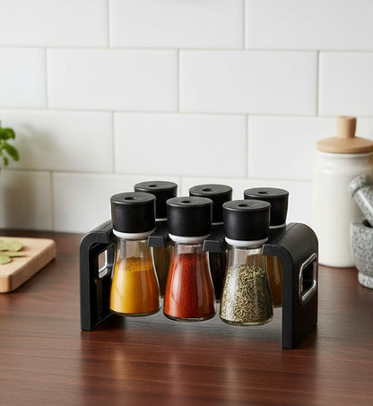 6-piece clear spice jar set with airtight lids for kitchen storage
