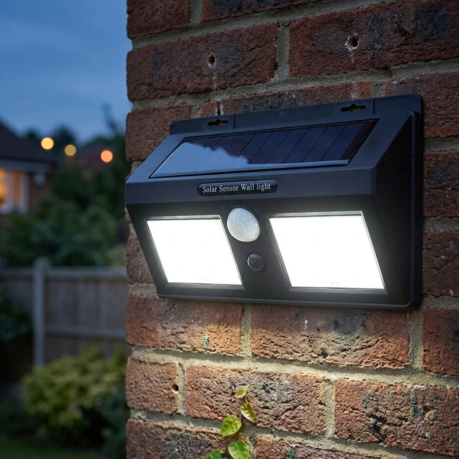 Solar Power Motion Sensor Wall Light Waterproof Outdoor Lamp