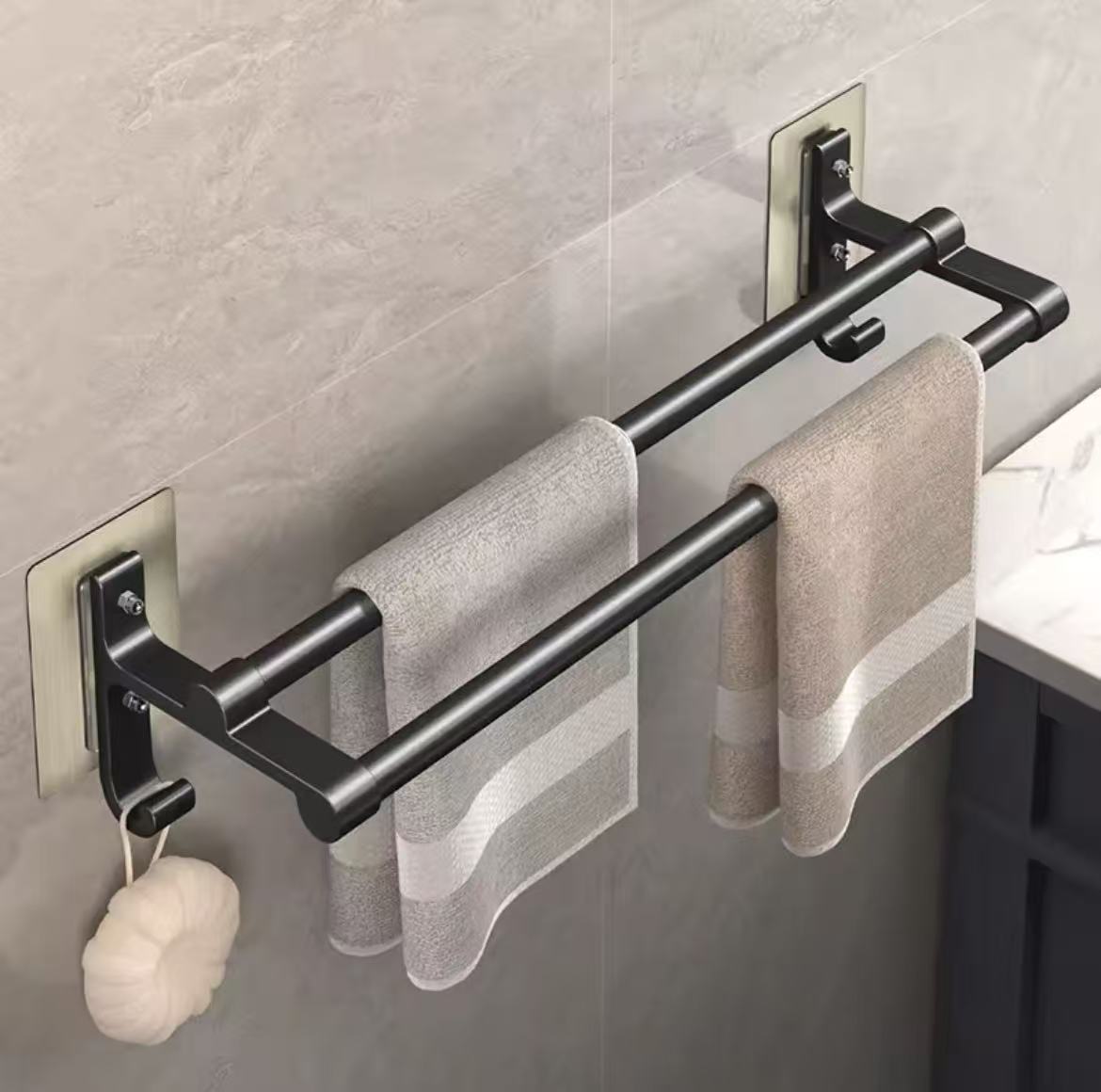 Punch-Free Wall Towel Rack With Hooks