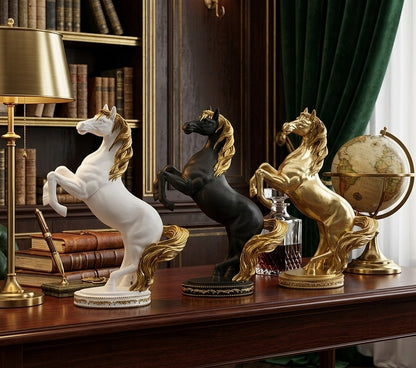 Modern ceramic horse statue measuring 25×9.5×34 cm designed as an elegant decorative figurine for home or office décor.