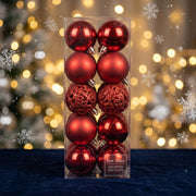 20 Piece Christmas Ball Ornaments Set with Hanging Hooks in Silver, Red and Gold for Christmas Tree Decoration 