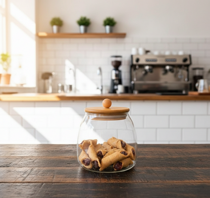Glass Jar Canister With Airtight Bamboo Lid 600ml