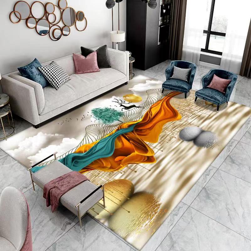 Large 3D decorative carpet, 7×10 ft, with textured design for modern living room or bedroom décor.