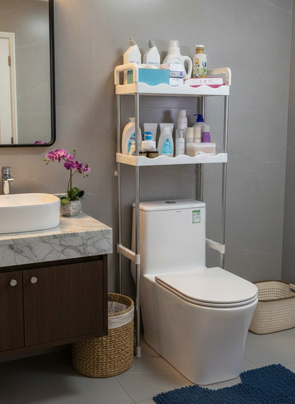Over-the-Toilet Storage Rack – Two Tier with Hooks