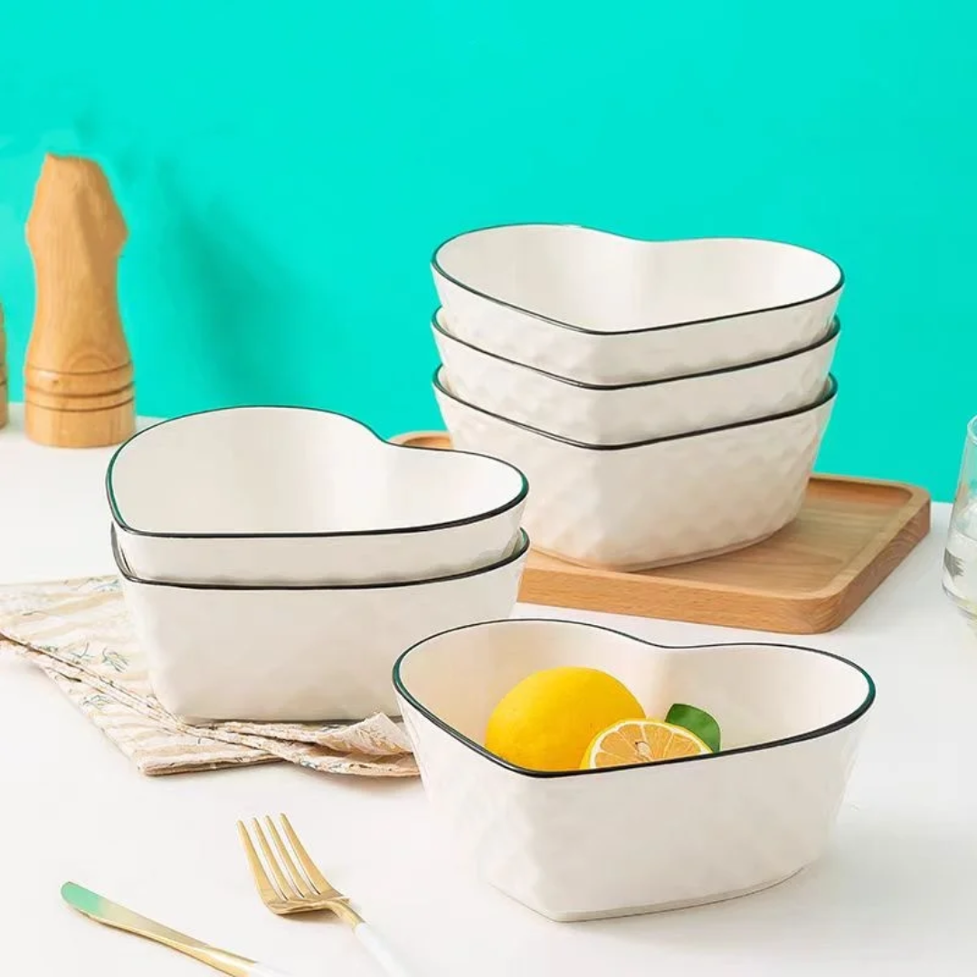 6Pcs Heart Shape Ceramic Bowls