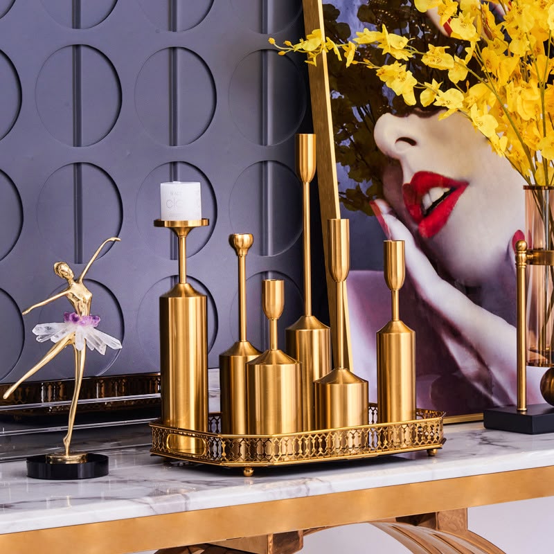 Gold Metal Candle Holder