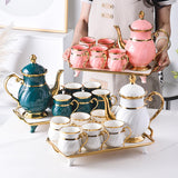 Ceramic Tea Set with Tray (6 Cups + 1 Teapot)