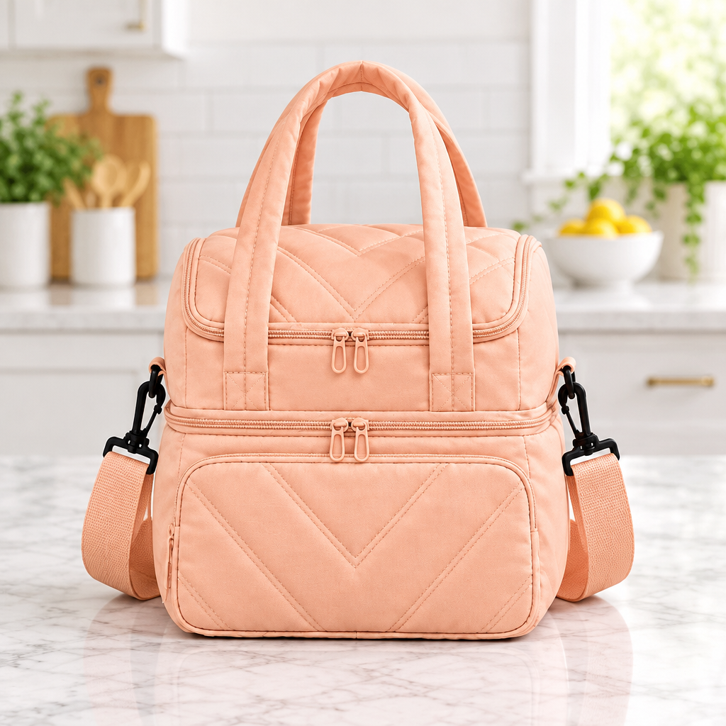 24 × 18.5 × 27cm Double Layer Insulated Lunch Bag