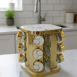 Rotating Spice Rack With 12 Glass Jars