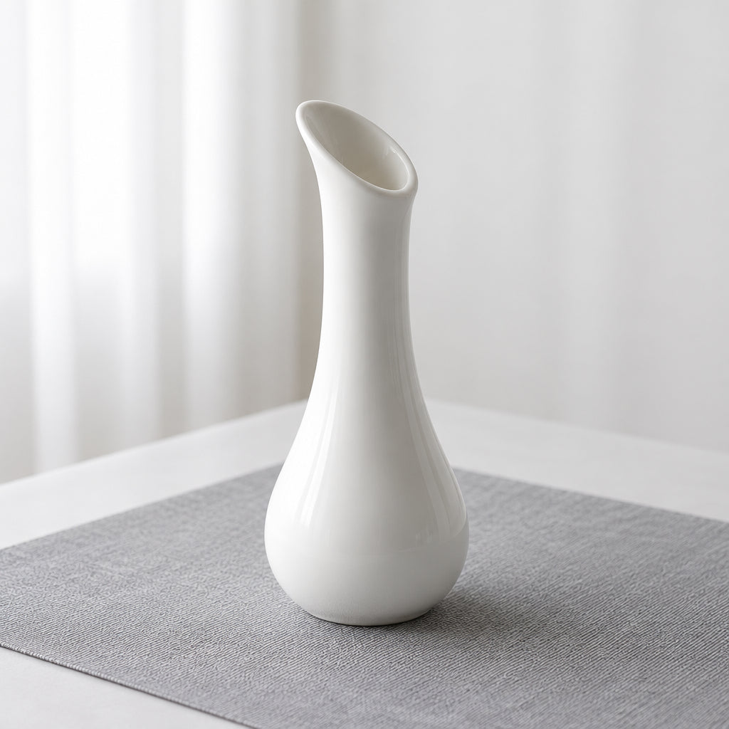 7 Inch White Ceramic Nose Vase