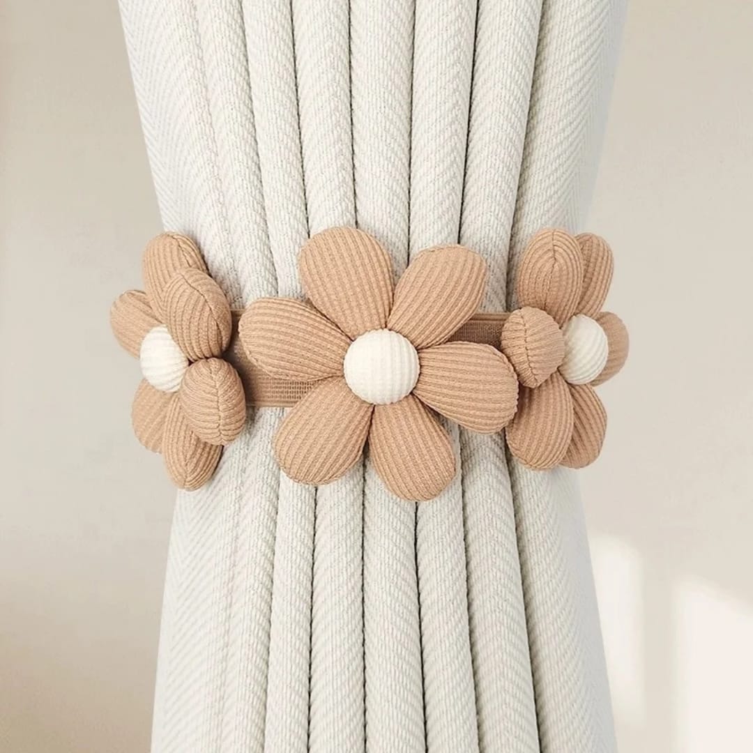 Flower Drapes Tiebacks Handwoven Fabric
