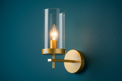 Golden Clear Glass Wall Light-PL 1148-01-GO