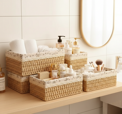 3 In 1 Hand Woven Rattan Storage Baskets