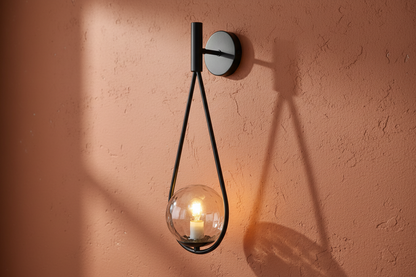 Teardrop Glass Accent Wall Light – Black Finish-PL 1166-01-BK