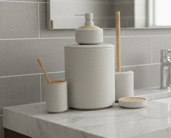 Ruffled 6Pc Bathroom Accessories Set