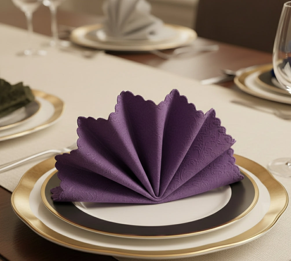 Pure white 18 by 18 inch dining napkin.
