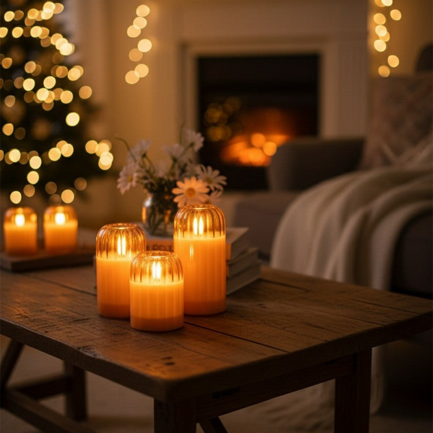 3 In 1 Advanced Glass Led Decor Lighting Candle Set