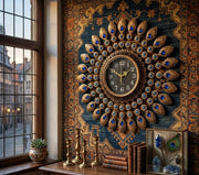 Large gold vintage wall clock measuring 70×70 cm designed as an elegant decorative timepiece for home or office walls.